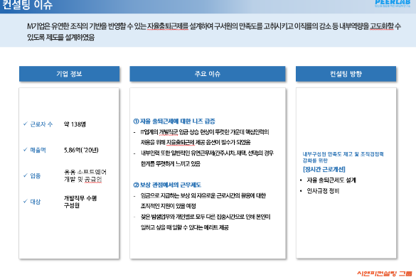 [일터혁신컨설팅] 응용 소프트웨어 개발 및 공급업의 장시간 근로시간 개선 (이행)컨설팅 사례