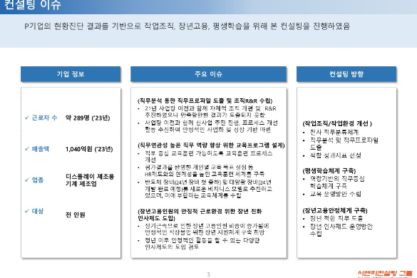 [일터혁신컨설팅] 디스플레이 제조용 기계 제조업 작업조직작업환경개선, 평생학습체계구축, 장년고용안정체계구축 사례