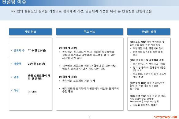 [일터혁신컨설팅] 응용 소프트웨어 개발 및 공급업 임금체계 개선, 평가체계 개선 사례