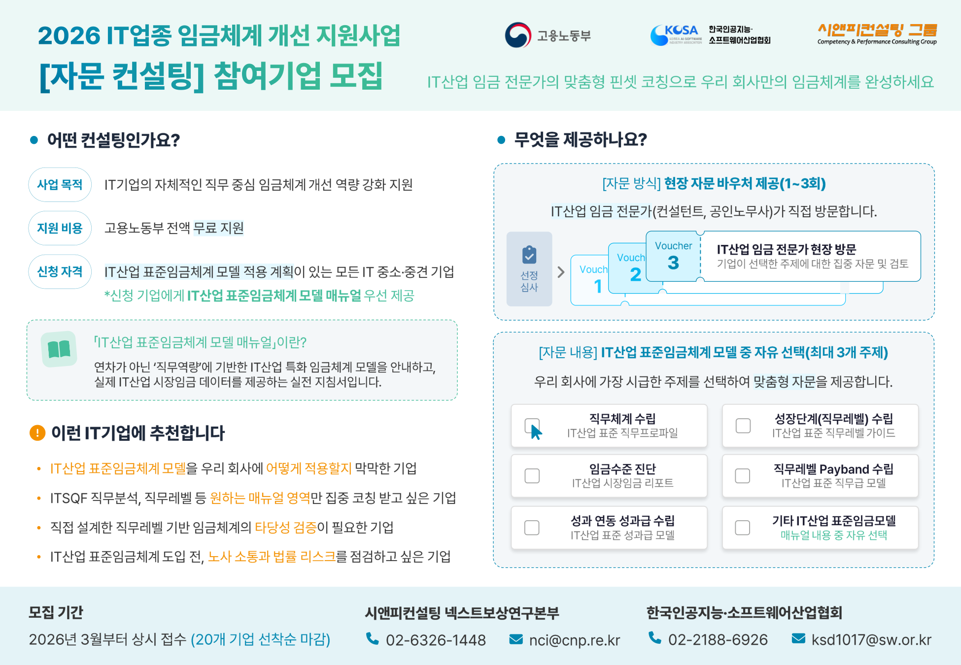 2026년 IT 업종 임금체계개선 자문 컨설팅 참여기업 모집 안내